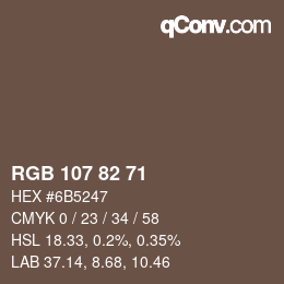カラーコード: RGB 107 82 71 | qconv.com