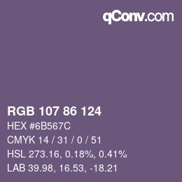 カラーコード: RGB 107 86 124 | qconv.com
