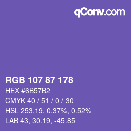 Farbcode: RGB 107 87 178 | qconv.com