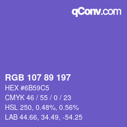 Color code: RGB 107 89 197 | qconv.com