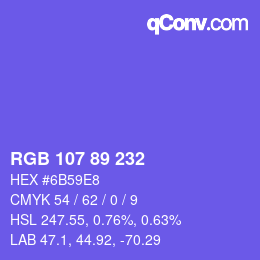 Color code: RGB 107 89 232 | qconv.com