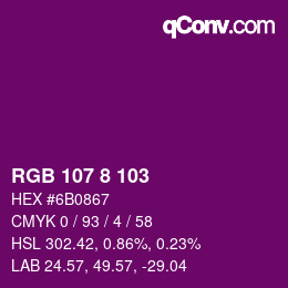カラーコード: RGB 107 8 103 | qconv.com