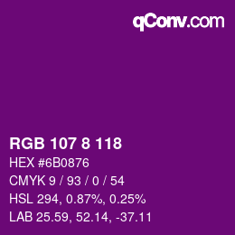 カラーコード: RGB 107 8 118 | qconv.com