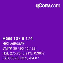 Color code: RGB 107 8 174 | qconv.com