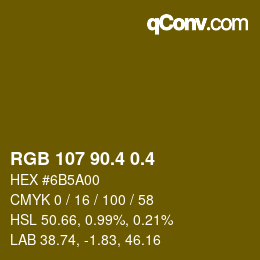 カラーコード: RGB 107 90.4 0.4 | qconv.com