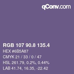 カラーコード: RGB 107 90.8 135.4 | qconv.com