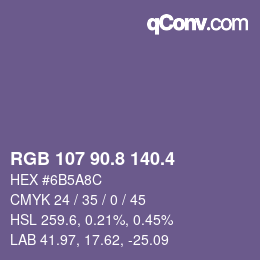 カラーコード: RGB 107 90.8 140.4 | qconv.com