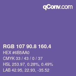 カラーコード: RGB 107 90.8 160.4 | qconv.com