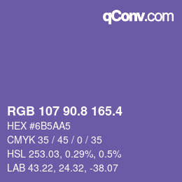 カラーコード: RGB 107 90.8 165.4 | qconv.com