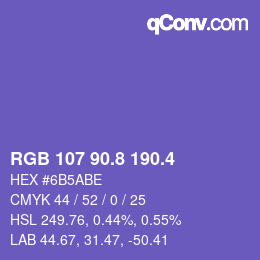カラーコード: RGB 107 90.8 190.4 | qconv.com