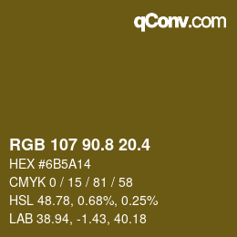 カラーコード: RGB 107 90.8 20.4 | qconv.com