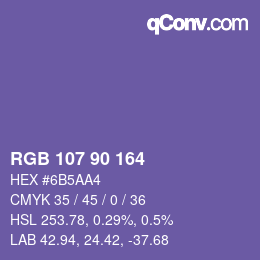 Color code: RGB 107 90 164 | qconv.com