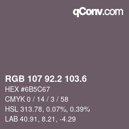 カラーコード: RGB 107 92.2 103.6 | qconv.com