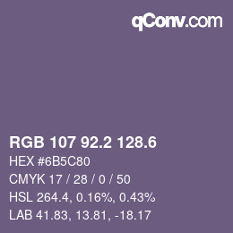 カラーコード: RGB 107 92.2 128.6 | qconv.com