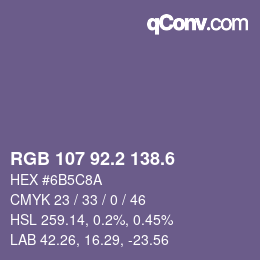 カラーコード: RGB 107 92.2 138.6 | qconv.com