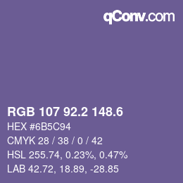 カラーコード: RGB 107 92.2 148.6 | qconv.com