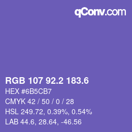 カラーコード: RGB 107 92.2 183.6 | qconv.com