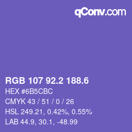 カラーコード: RGB 107 92.2 188.6 | qconv.com