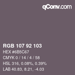 颜色代码: RGB 107 92 103 | qconv.com