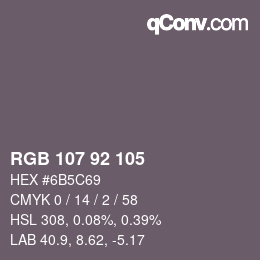 颜色代码: RGB 107 92 105 | qconv.com