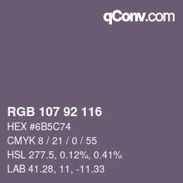 Color code: RGB 107 92 116 | qconv.com