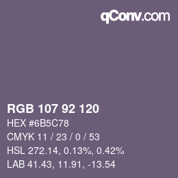 颜色代码: RGB 107 92 120 | qconv.com
