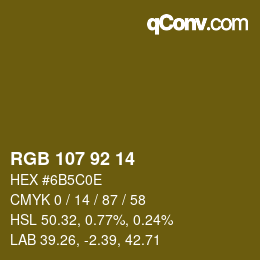 カラーコード: RGB 107 92 14 | qconv.com