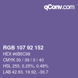 Color code: RGB 107 92 152 | qconv.com