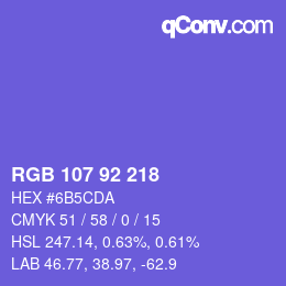 カラーコード: RGB 107 92 218 | qconv.com