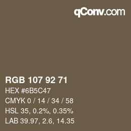 Farbcode: RGB 107 92 71 | qconv.com