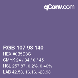 カラーコード: RGB 107 93 140 | qconv.com