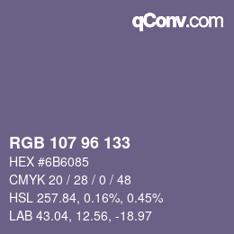 Farbcode: RGB 107 96 133 | qconv.com