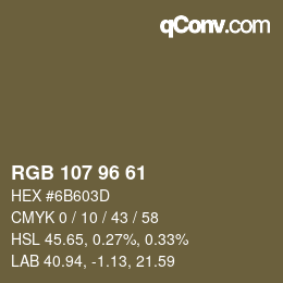 颜色代码: RGB 107 96 61 | qconv.com