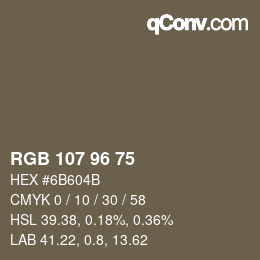 カラーコード: RGB 107 96 75 | qconv.com