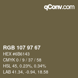カラーコード: RGB 107 97 67 | qconv.com