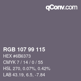 Código de color: RGB 107 99 115 | qconv.com