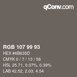 Code couleur: RGB 107 99 93 | qconv.com