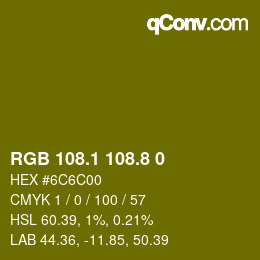 カラーコード: RGB 108.1 108.8 0 | qconv.com