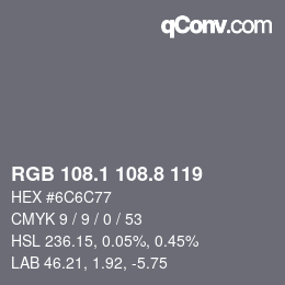 Color code: RGB 108.1 108.8 119 | qconv.com