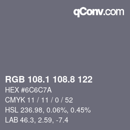 Color code: RGB 108.1 108.8 122 | qconv.com