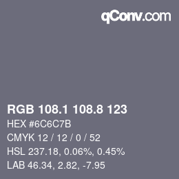 Color code: RGB 108.1 108.8 123 | qconv.com