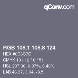 Color code: RGB 108.1 108.8 124 | qconv.com
