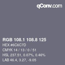 Color code: RGB 108.1 108.8 125 | qconv.com