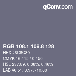 カラーコード: RGB 108.1 108.8 128 | qconv.com