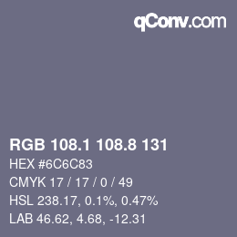 Farbcode: RGB 108.1 108.8 131 | qconv.com