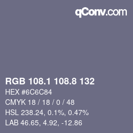 Farbcode: RGB 108.1 108.8 132 | qconv.com