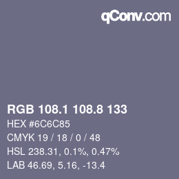 カラーコード: RGB 108.1 108.8 133 | qconv.com