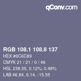 カラーコード: RGB 108.1 108.8 137 | qconv.com