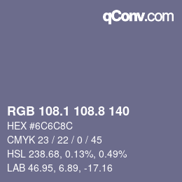 カラーコード: RGB 108.1 108.8 140 | qconv.com