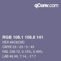 Color code: RGB 108.1 108.8 141 | qconv.com